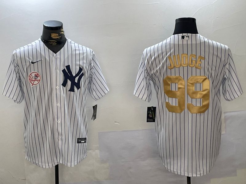 Men New York Yankees 99 Judge White Stripe Fashion Nike 2024 MLB Jersey style 15